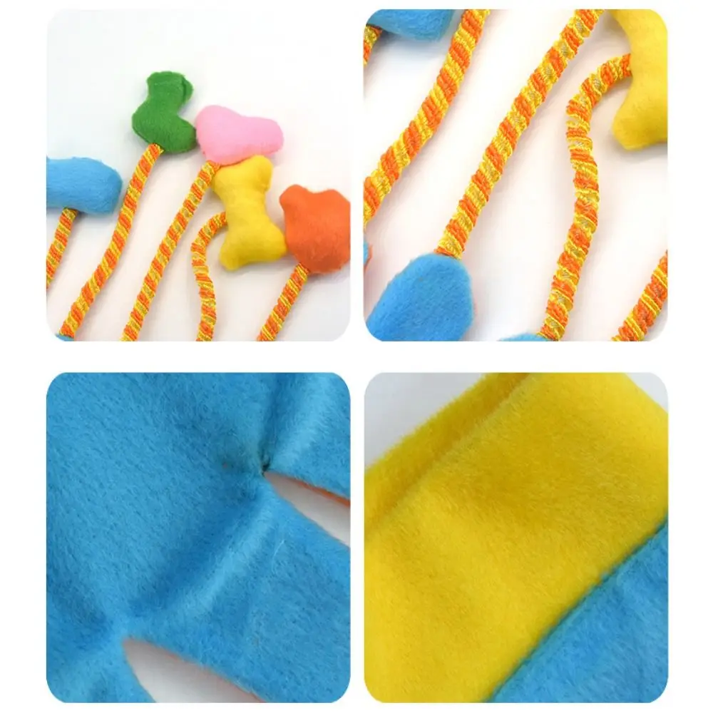 Luvas macias de 5 dedos para gatinhos, brinquedo com som resistente à mordida, luvas para provocar gatos com sino, luvas coloridas de brinquedo de pelúcia para gatos, auto felizes