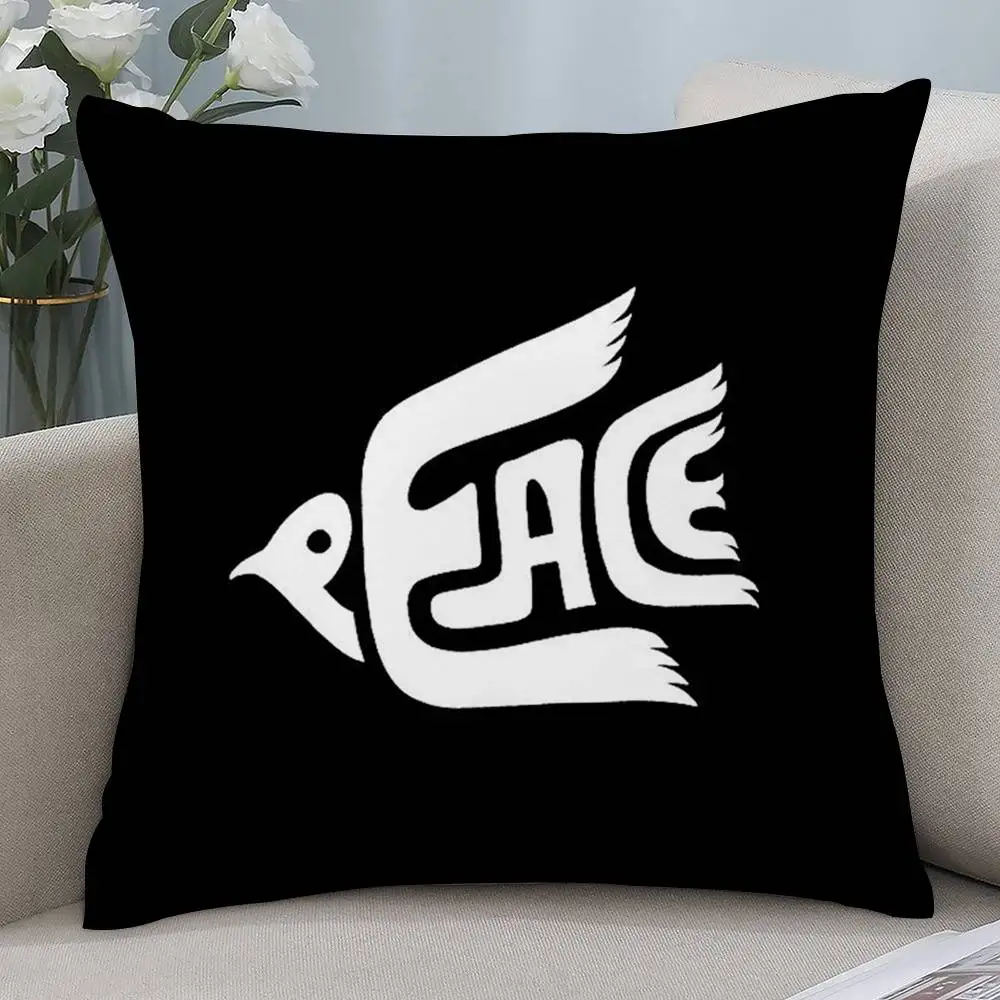 Black Peace pattern Double-sided Printed pillow cover Short plush Suitable living rooms bedrooms sofas throw cushion cover