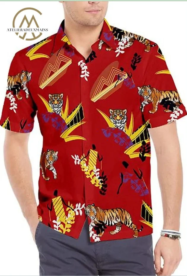 

Hawaiian Shirts for Men Same design for TV dramas Shirts Tiger Print Beach Short Sleeve Summer Casual Button Up Shirts