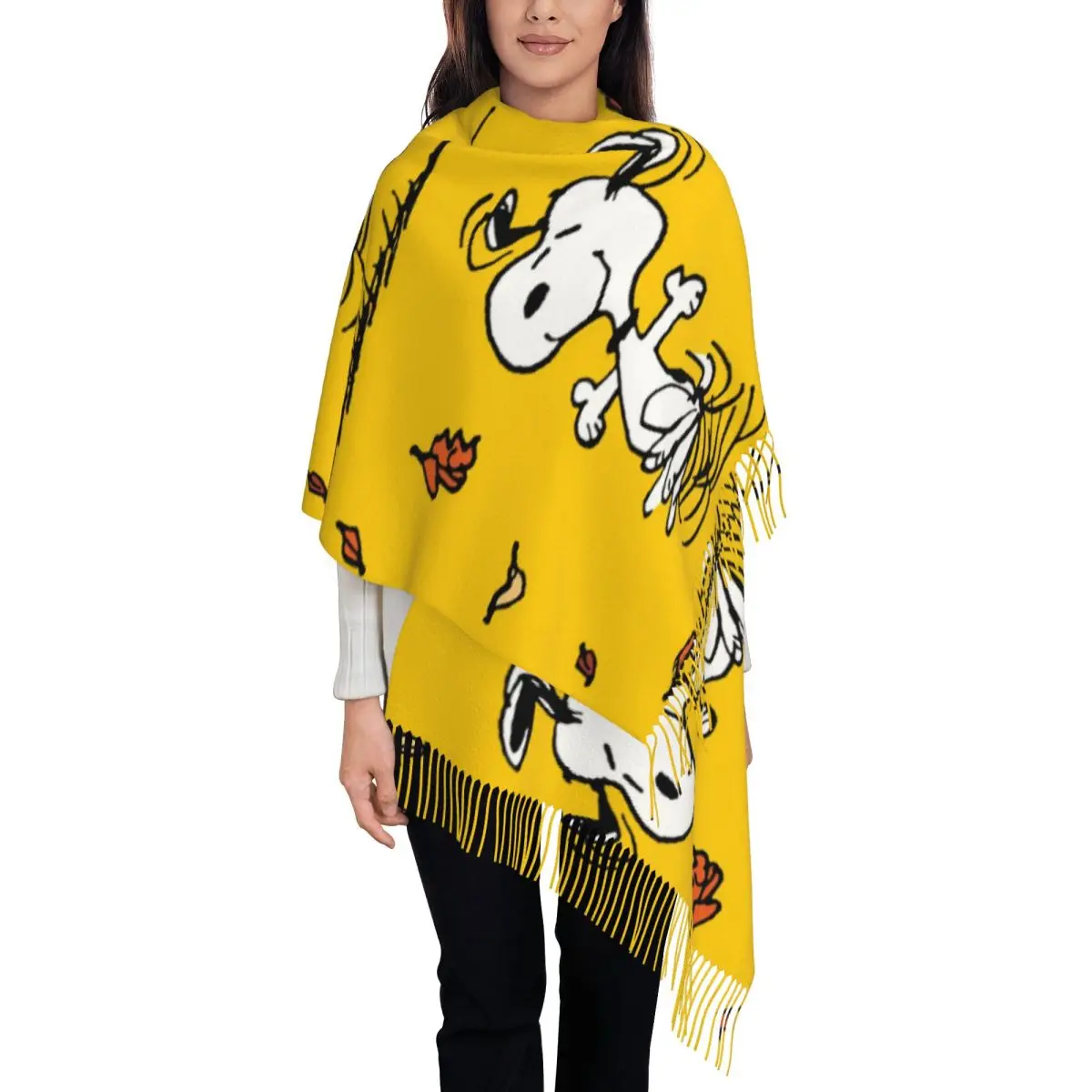 

Custom Printed Snoopy Woodstock Cartoon Beagle Scarf Women Men Winter Warm Scarves Shawls Wraps
