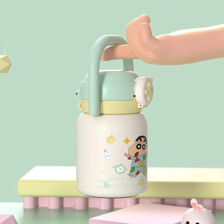 Crayon Shin-Chan Insulated Cup, Baby-Grade 316L Stainless Steel, Insulated Hot and Cold Water Bottle, Direct Drinking Straw Cup, Dual-Use Children's School Water Bottle, High-Value New Model