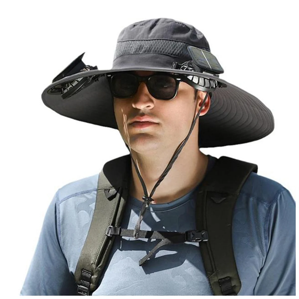 Solar Fan Hat Outdoor Fishing Hat Fan Solar Charging Big Wind Summer Sunblock Hat Male Visor Fisherman Hat A