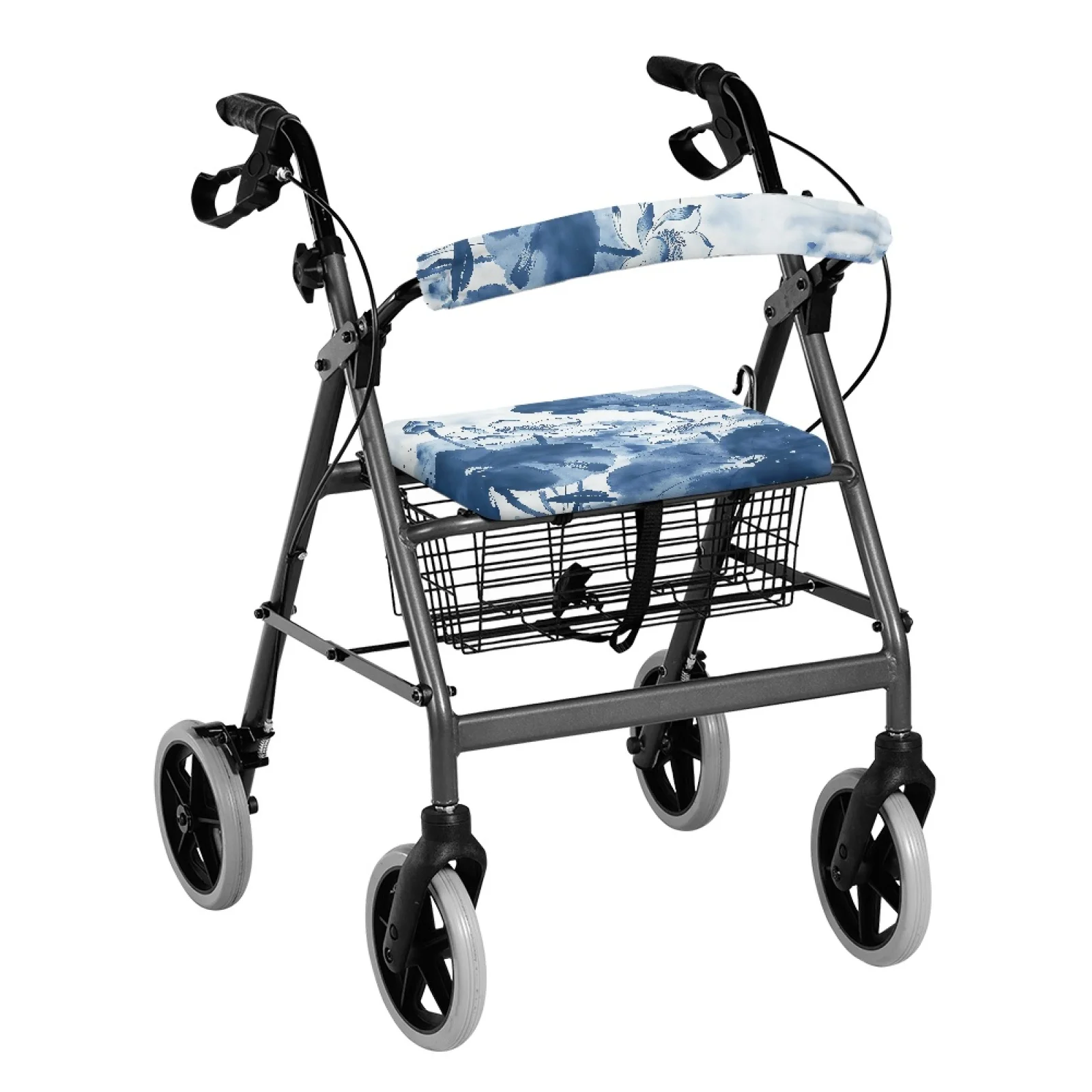 Coloranimal Blue Lotus 2 Pieces Rollator Seat Cover Polyester Walker Seat Cushion for Family