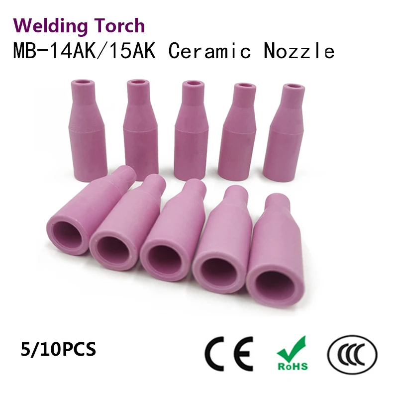 

5/10pcs MB-15AK/14AK Welding Torch Consumables Ceramic Nozzle Welding Gun Tip Nozzle Shield Euro Style Cup for 14AK 15AK MIG/MAG