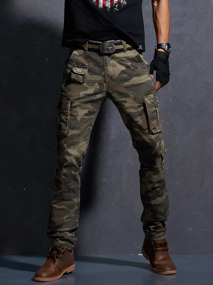 

Spring 2025 Camouflage Work Pants Men's Casual Cotton Outdoor Mountain Climbing Straight Leg Trousers Faionable Urban Sle