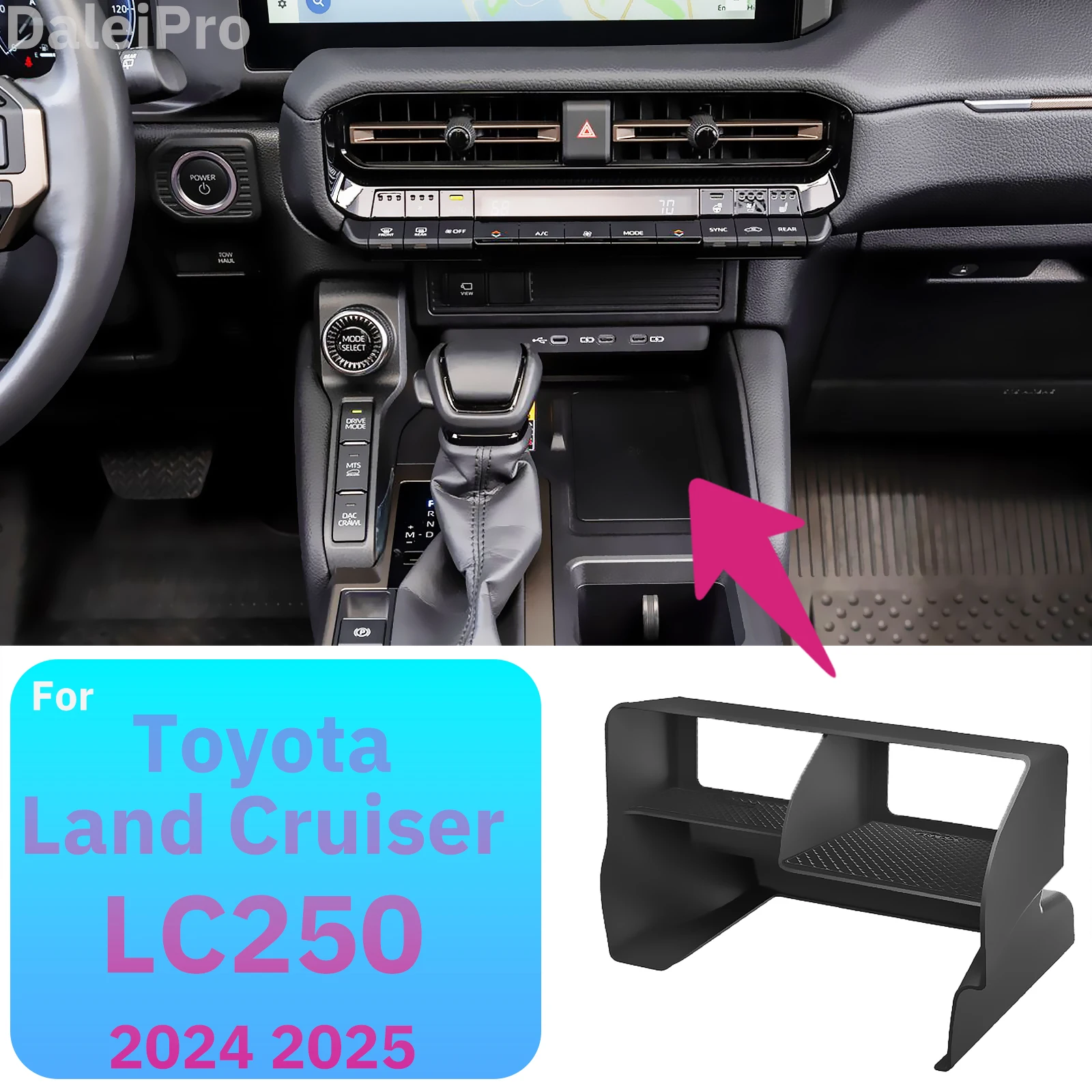 For Toyota Land Cruiser 250 Prado LC250 2024 2025 Center Console Storage Box Car Layered Layered Storage Compartment Accessories