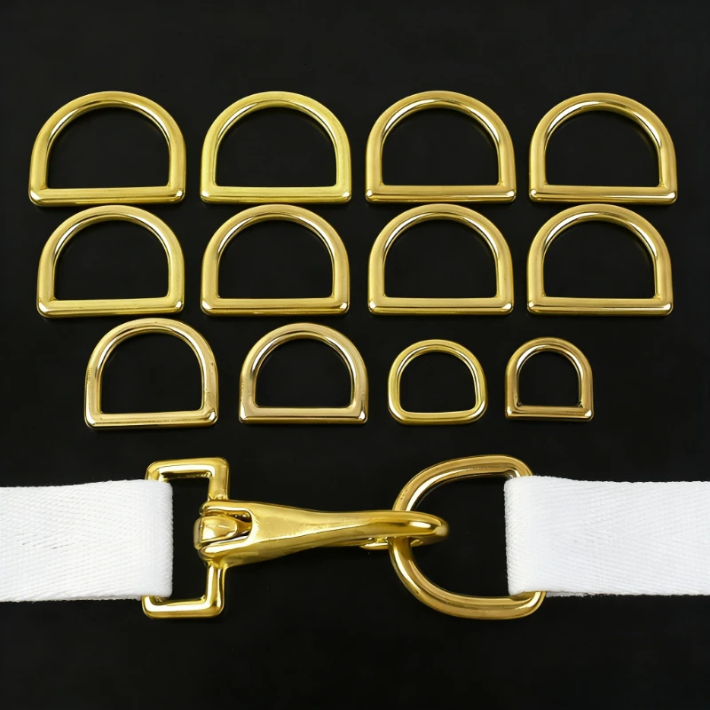 

5/10Pcs Meetee 13-45mm Solid Brass D Ring Buckle Webbing Adjuster Belt Clasp Dog Collar Connector Ring Hook Hardware Accessories