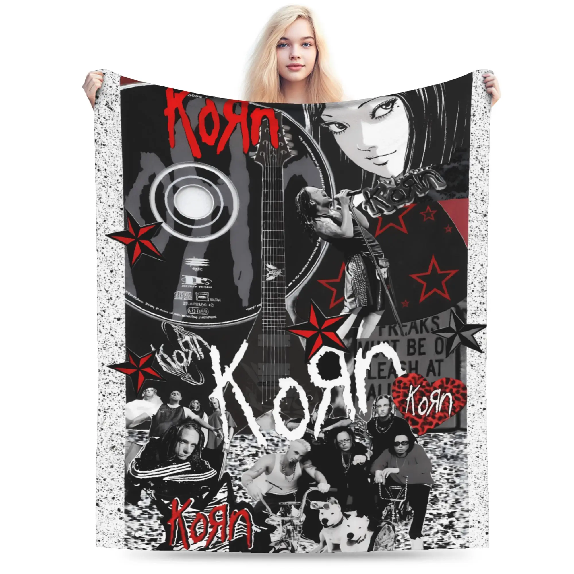 Korn Music Concert Rock Flannel printed blanket suitable for all seasons suitable for living room office sofa and travel - view 5