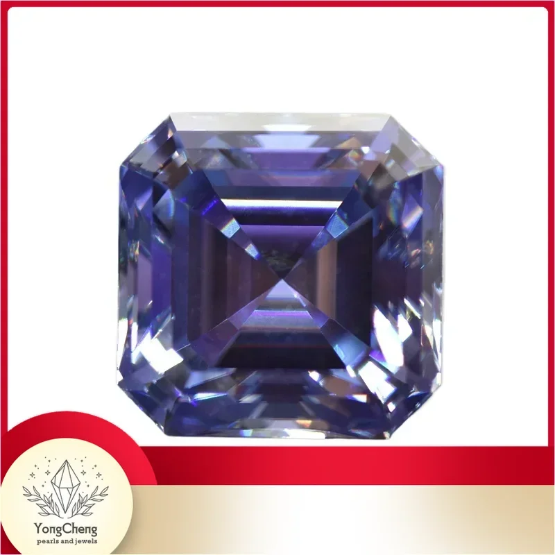 Moissanite Stone Asscher Cut Lavender Color Loose Gemstone Lab Grown Moissanite GRA Certificated Advanced Jewel Material