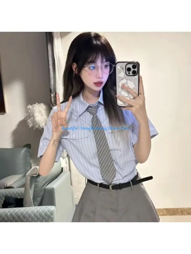 E56A Professional Pre Tied Striped Necktie for Women and Girls Suitable for Business Conferences and Office