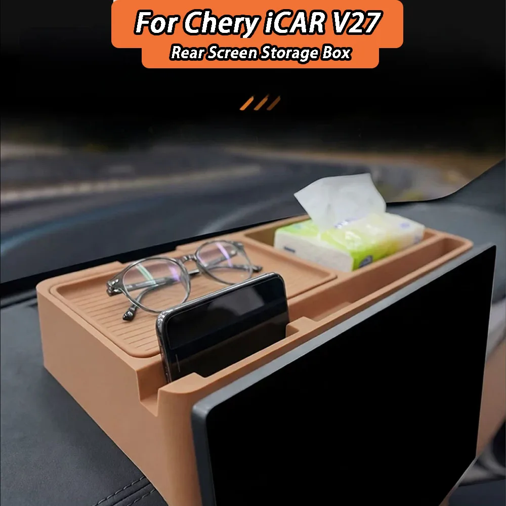 

For Chery iCAR V27 2026+ Screen Rear Storage Box Silicone Car Interior Decoration Modification Accessory
