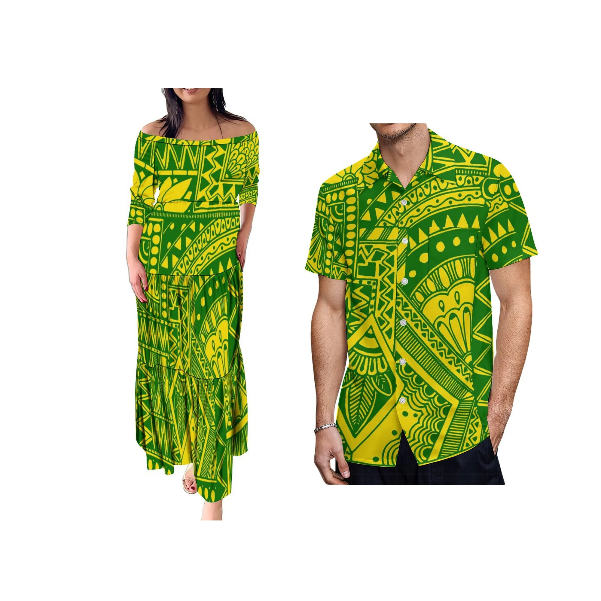Vestidos Maxi de várias camadas, um ombro, babado, vestido ilha havaiana, roupas polinésias, nova chegada, 8XL, 2024