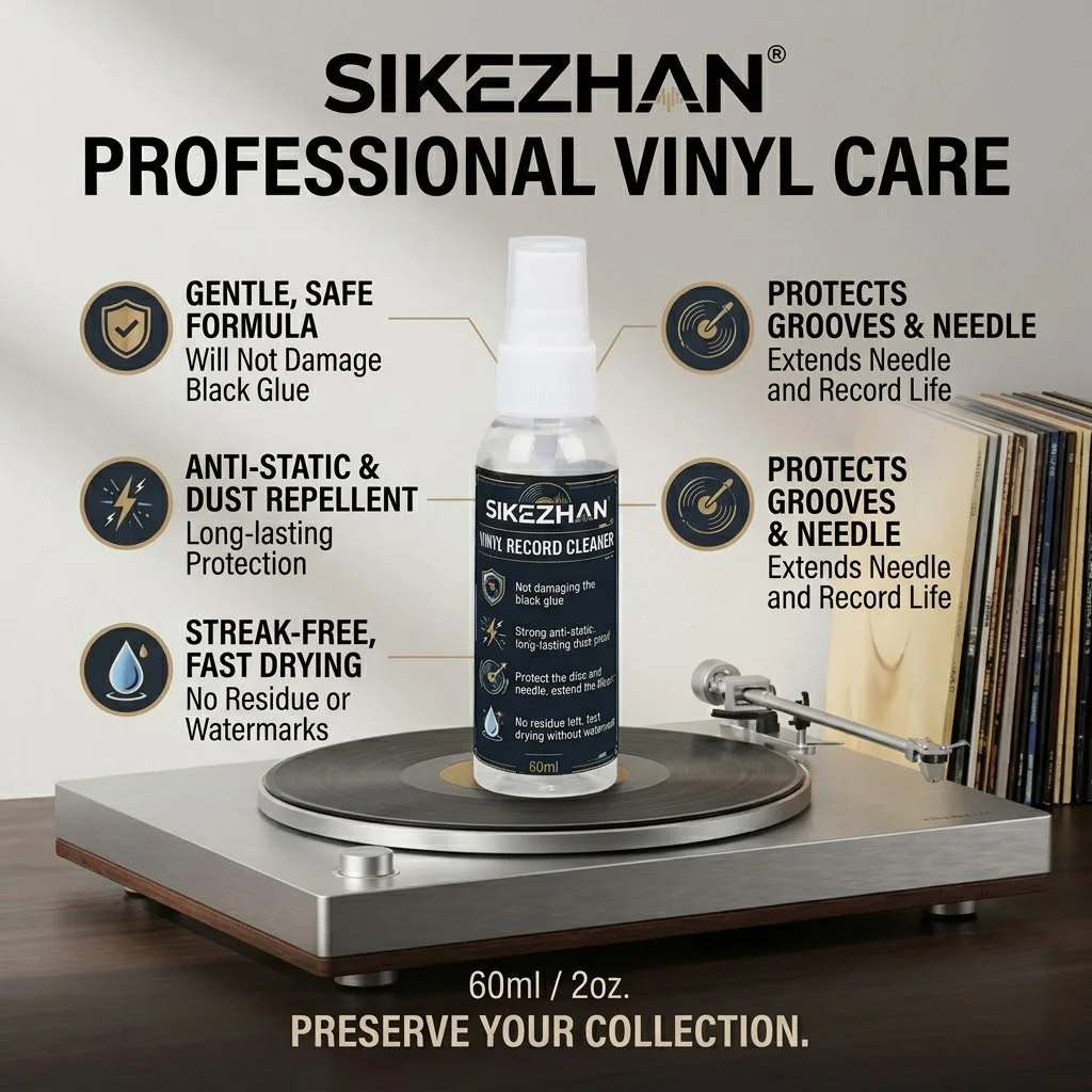 Premium Vinyl Record Cleaner Spray: Deep Cleansing, Anti-Static Formula. Restores LP Album Sound Clarity & Reduces Static.
