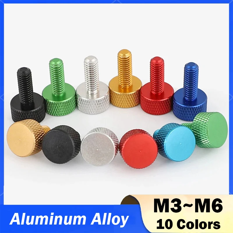M3 M4 M5 M6 Rändelschrauben aus farbigem Aluminium, handspannend, gerändelte Flügelschrauben, eloxiert, geeignet für DIY-Computer-Maintrahmen, Seite