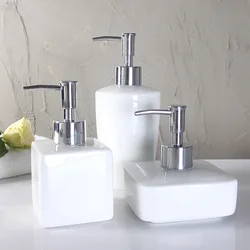 European White Porcelain Lotion Bottle Press Shower Gel Dispensing Bottle Hotel Bathroom Decoration Portable Soap Dispenser Home