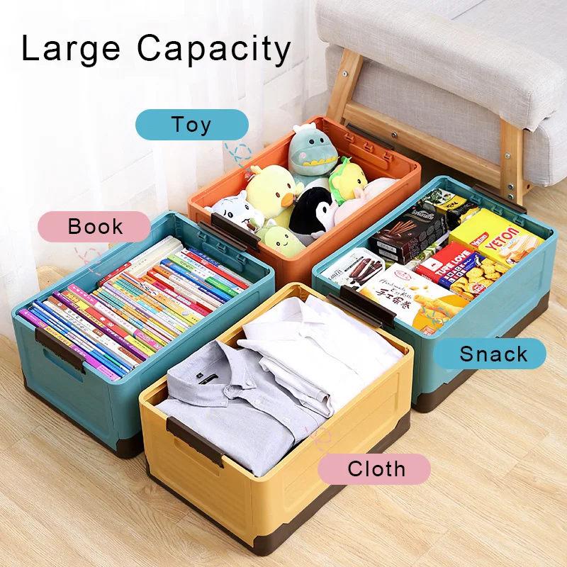 Large Capacity Storage Box Folding Sundries Organizer Box with Lid Stackable Durable Pp Storage Bin Cloth Toy Book Storage Box