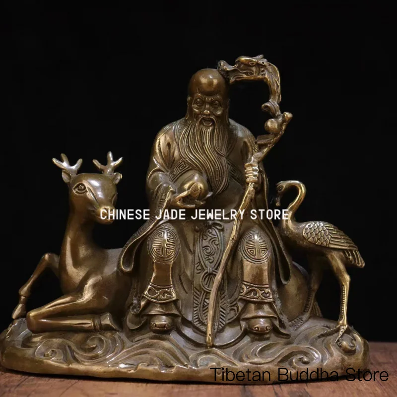 Antique-style bronze figure of the Elderly God of Longevity, the Elderly God of the South Pole, a decorative piece for health an