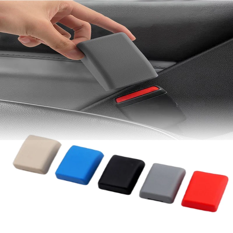 Universal Car Seat Belt Buckle Covers Socket Protector Silicone Anti Scratch Interior Protective Case Dust Prevention Set