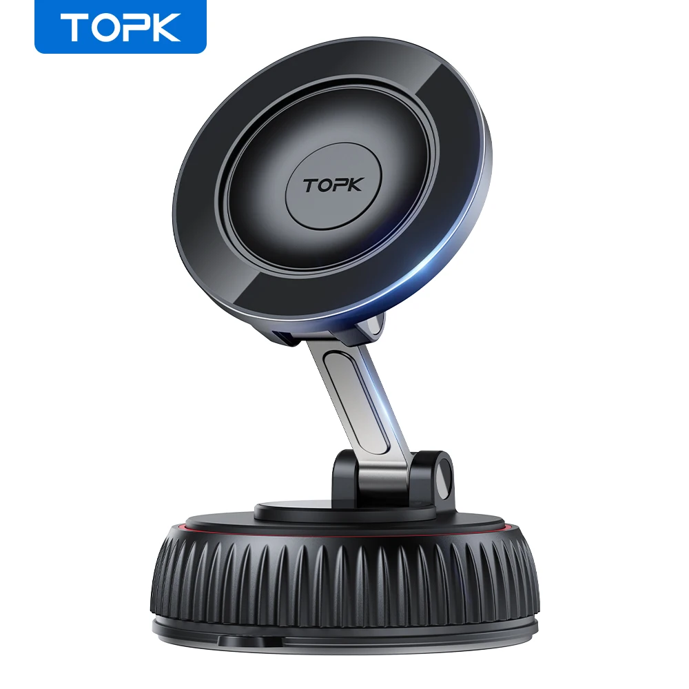 

Магнитный держатель для телефона TOPK для складной конструкции автомобиля 360° ° Регулируемое вакуумное крепление для автомобиля/стола/ванной комнаты/универсального использования