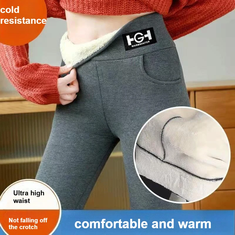 ​​Women's Fleece Lined Thermal Leggings Winter Warm Tights No-Slip Waistband Outdoor Streetwear Yoga Pants High Density Plush​​