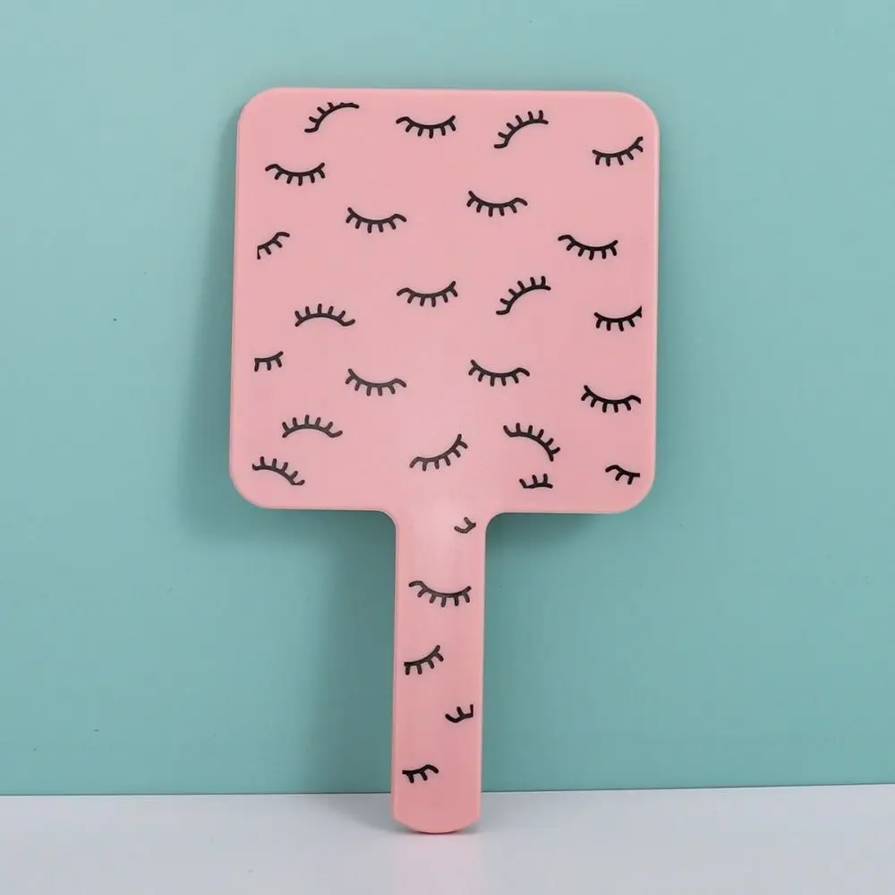 New Creative Handheld Makeup Mirror Cute Eyelash Pattern Portable Small Mirror with Handle Travel Essentials Square Mirrors
