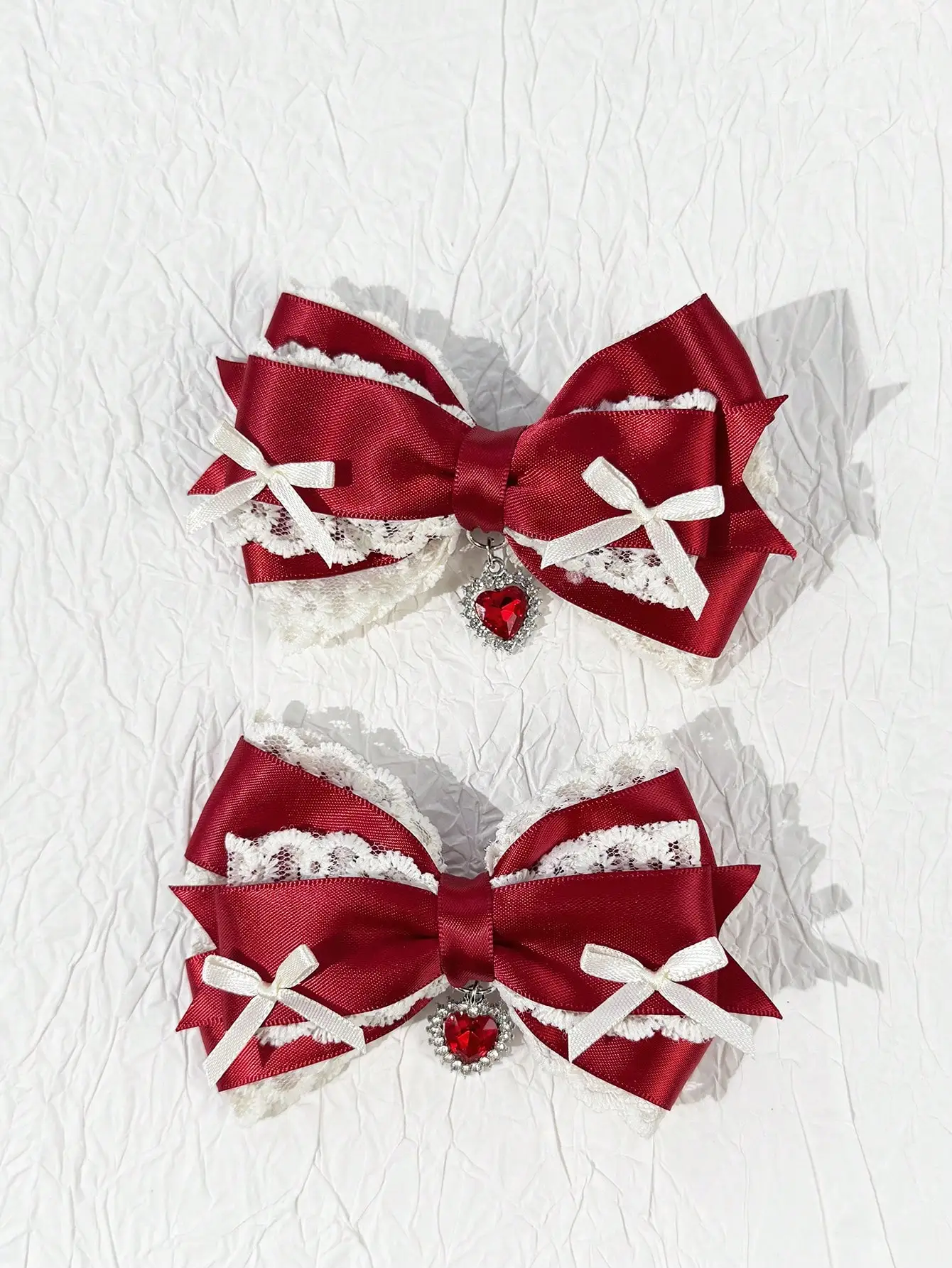 Zweiteilige Damen-Haarspange mit süßer Spitze und Schleife, Lolita-Haaraccessoire, vielseitige Alligator-Haarspange, geeignet für jeden Anlass – Detail 1