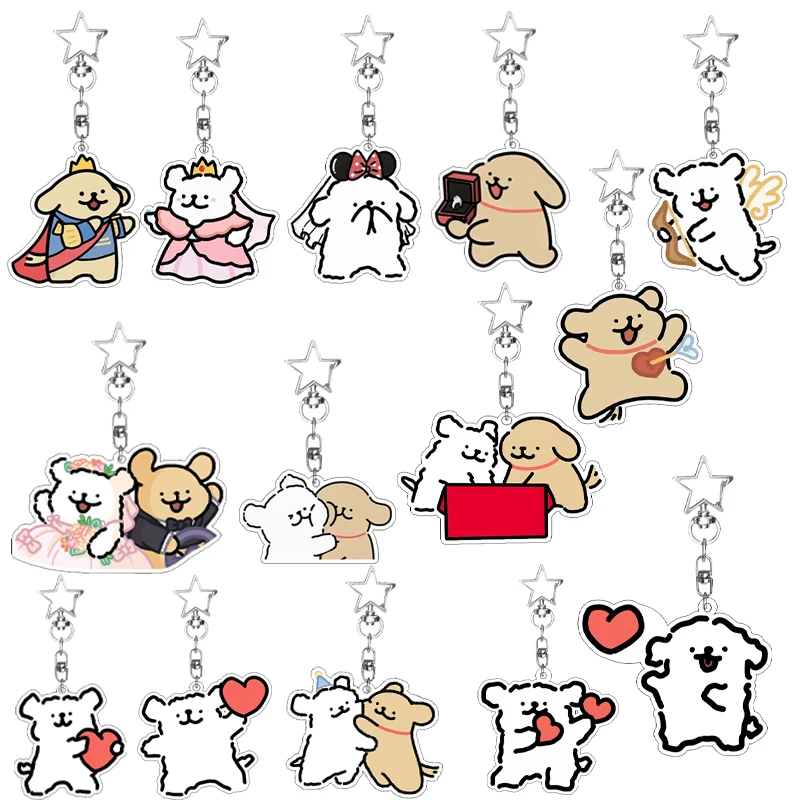 

Kawaii мальтийский щенок, акриловый брелок для пар, ювелирные изделия, кулон, аниме, рюкзак с героями мультфильмов, милый брелок, аксессуары, очаровательные игрушки, подарки
