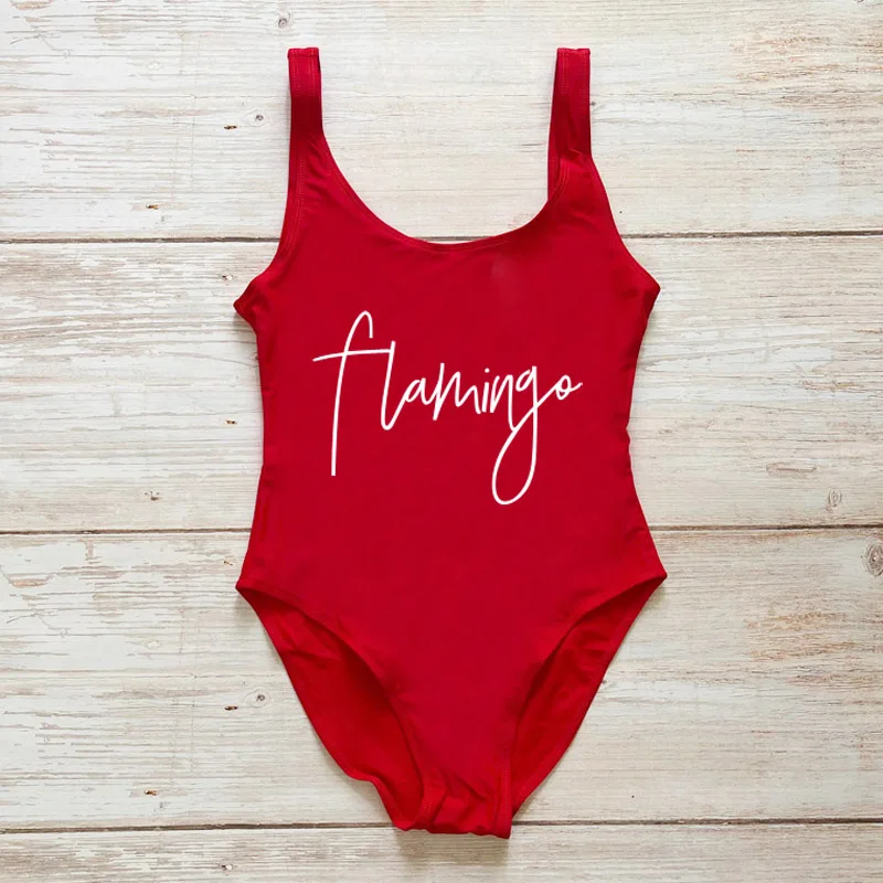 Ropa de playa para mujer, traje de baño de una pieza con estampado de letras, traje de baño de talla grande, traje de baño de verano para mujer