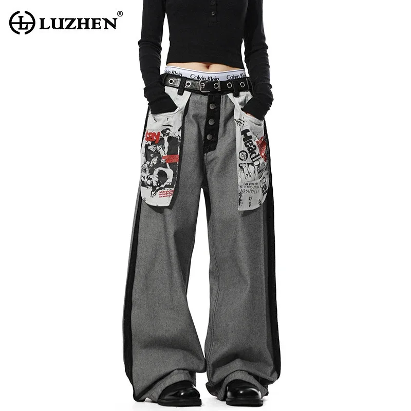 

LUZHEN 2025 New Original Personalized Pockets Patchwork Design Straight Casual Pants Men's Stylish High Street Trousers JY5395