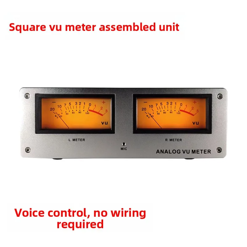MIC-73 Sound Control Square VU Meter Level Meter, Aluminum Panel, LED Warm Backlight, No Wiring Needed