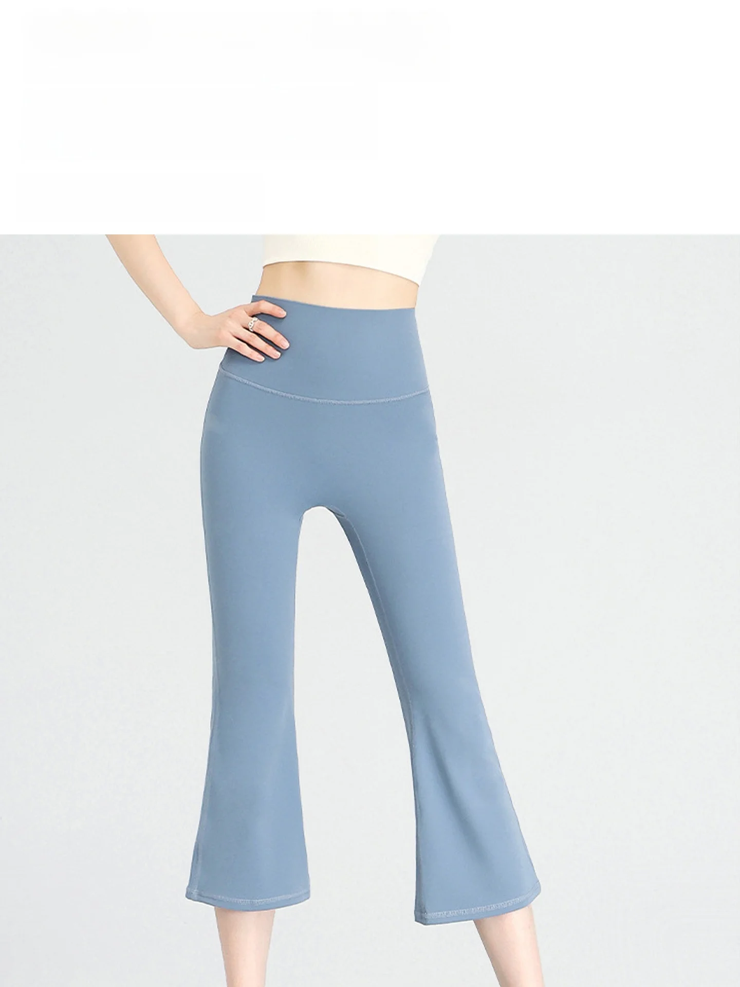 Pantalones de Yoga con campana de seda de hielo para mujer, pantalones deportivos finos de cintura alta, color rojo rosa, talla pequeña