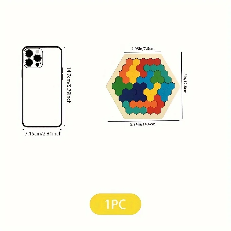 Colorful 3D Wooden Puzzles Educational Toys for Kids, Tangram Math Jigsaw Game Perfect for Testing Brain IQ And Make Great Gifts