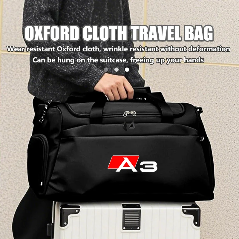 Tear‑Resistant Oxford Nylon Sports Duffle Bag Waterproof Anti‑Collapse Portable Large Capacity Car Logo For Audi A3 Accessorie