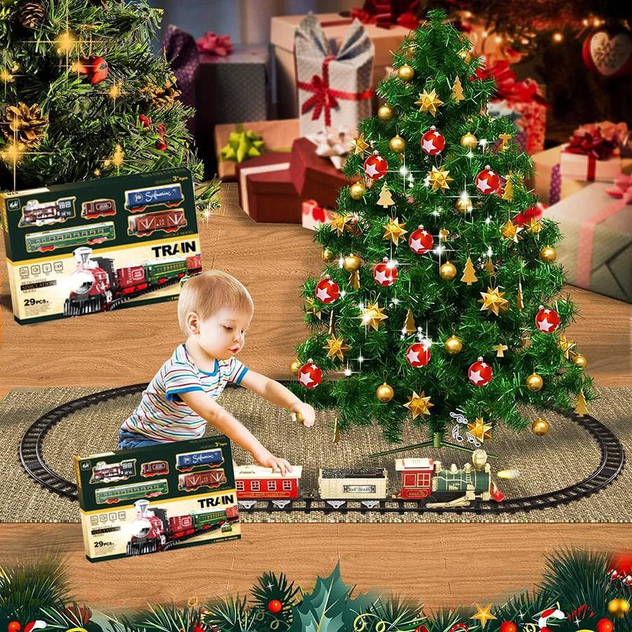 Train Toys for Boys with Smokes, Lights and Sound,Toy Train Set,Toddler Model Trains for 3-8 Years Old Kids Christmas Toys Gifts