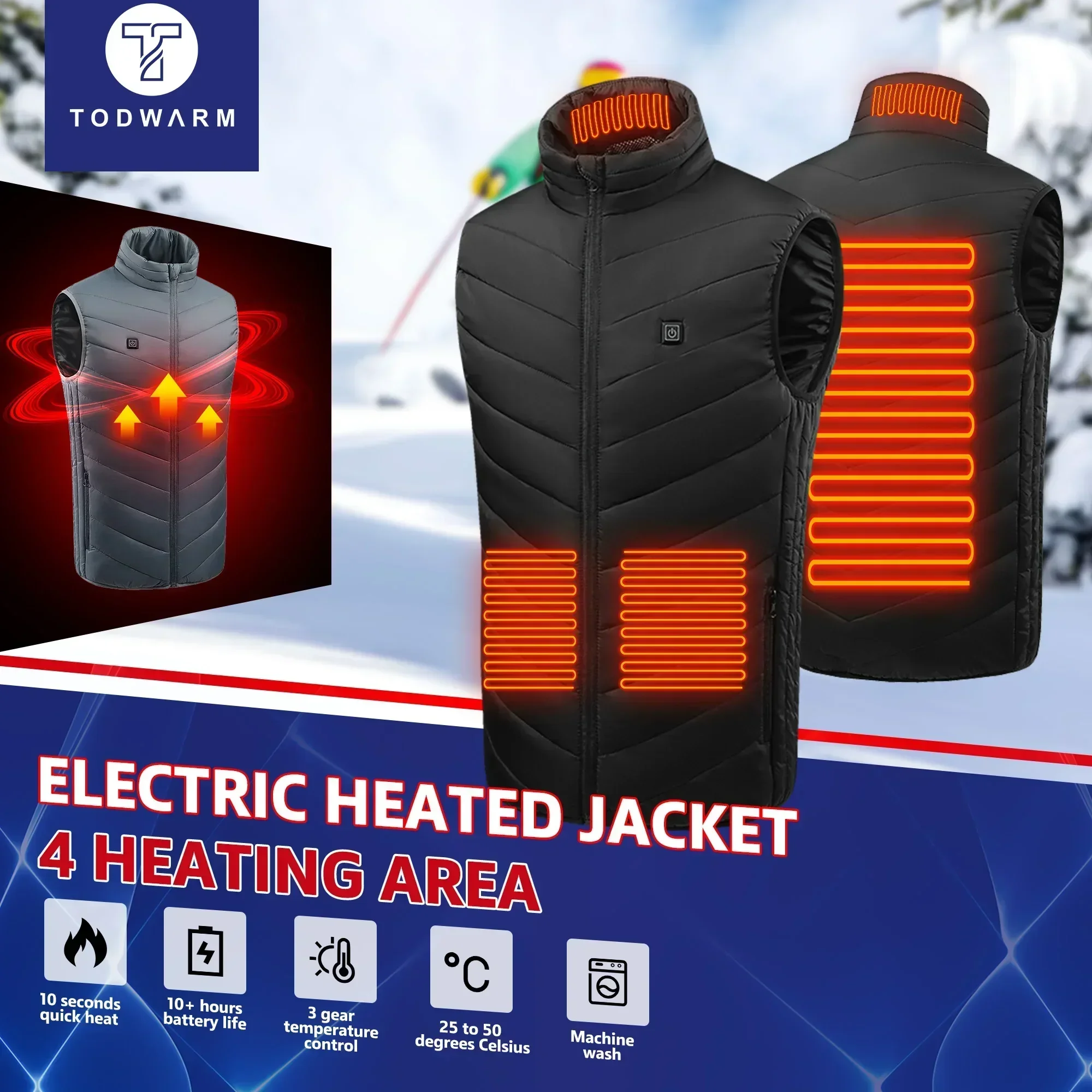 21 Gilet riscaldato Giacche riscaldate elettriche Uomo Donna Abbigliamento sportivo Cappotto riscaldato Cappotto Giacca riscaldante USB per moto per campeggio all'aperto