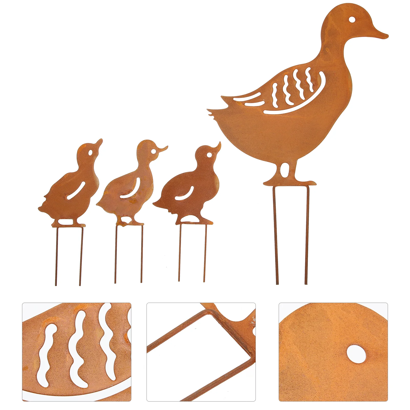 Ducks Garden Accessories Outdoor Decor Rooster Stake Decorations for Patio and Yard Metal Lawn Sign Animal Stakes