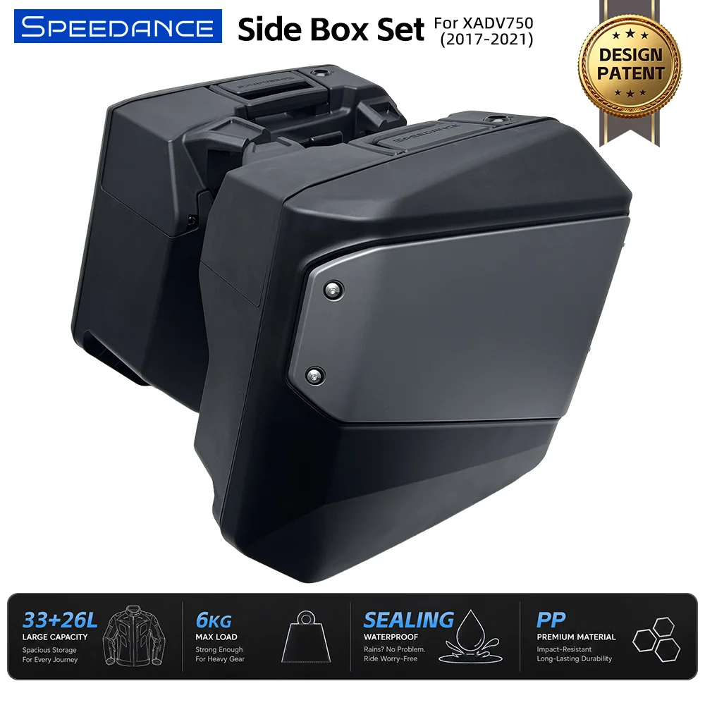 XADV750 2017-2021 Luggage Cases Fast Install, Factory Key Lock, Damage-Free Installation
