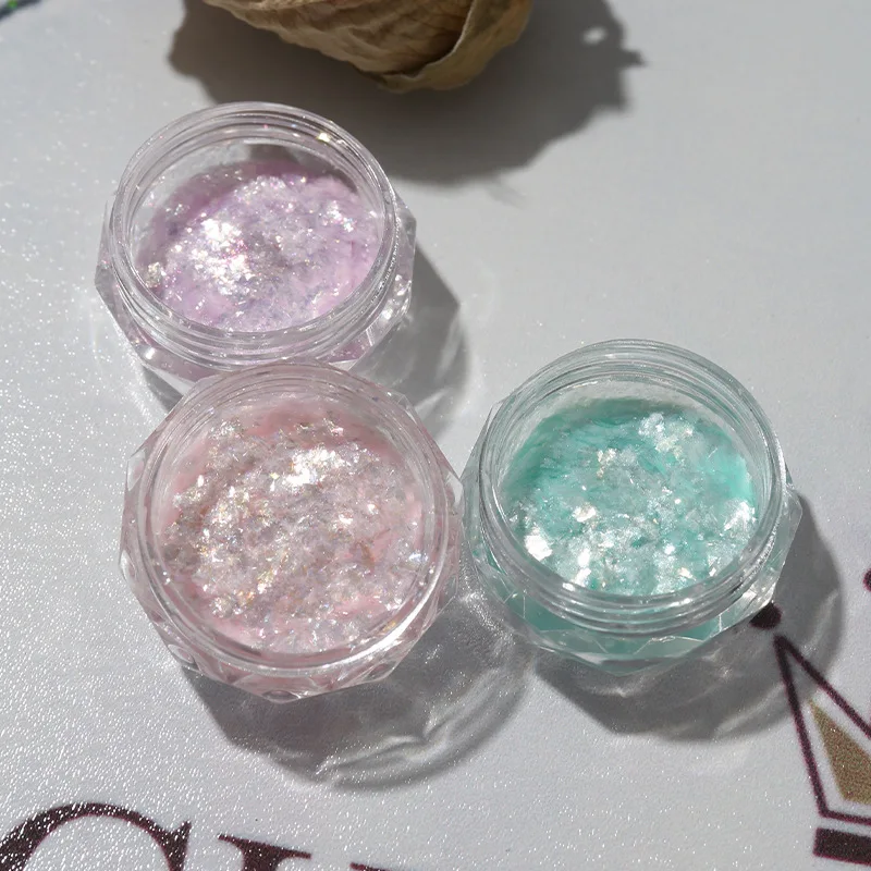 1 Pot Sneeuw Velve Nagel Glitter Pailletten Poeder Aurora Ultradun Super Glanzend Brokaat Neon Chroom Opaal Manicure Decoratie Poeder *