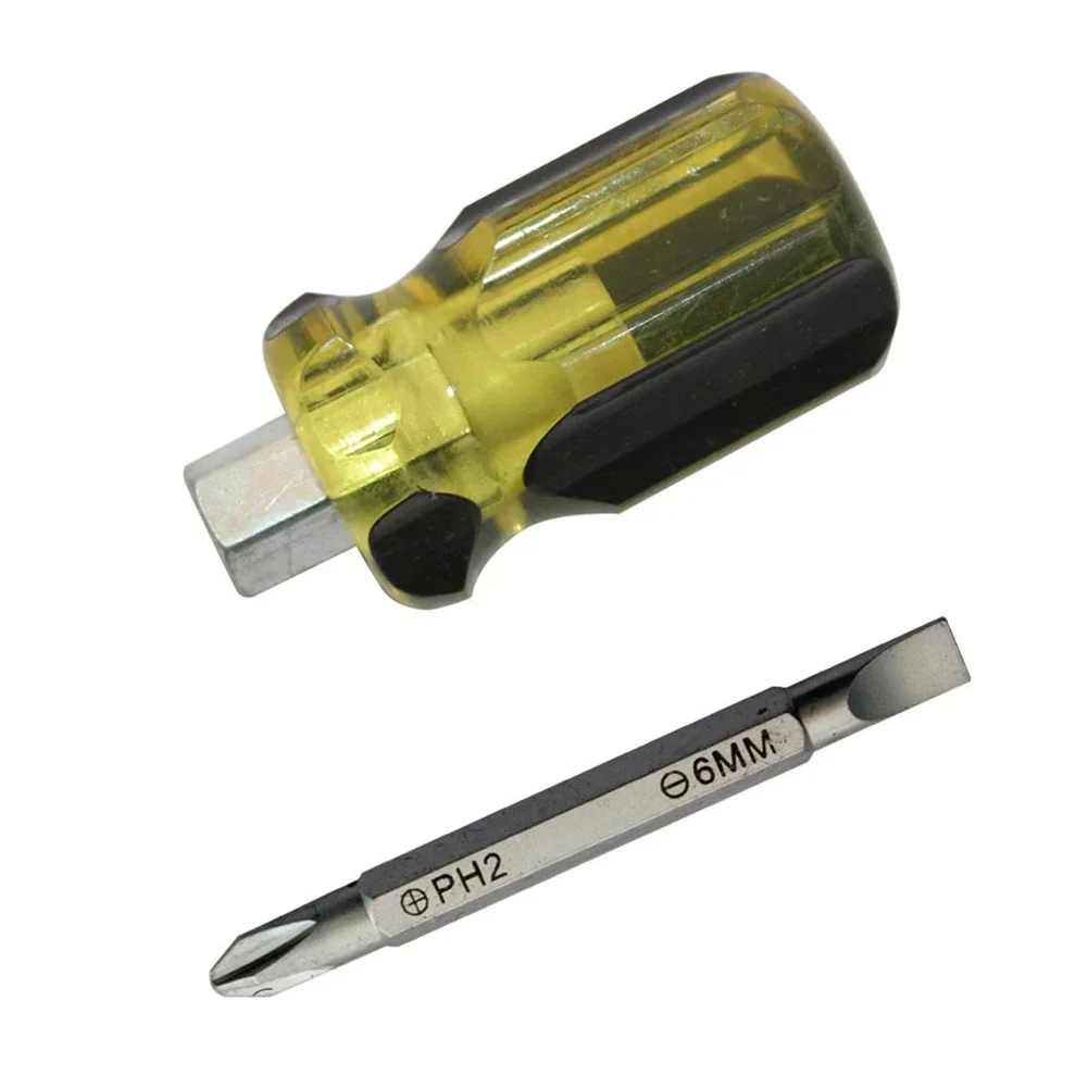 Portable Double Head Screwdriver, PH2 And SL6 Sizes, Chrome Vanadium Steel Construction, Anti Slip Handle For Secure Grip