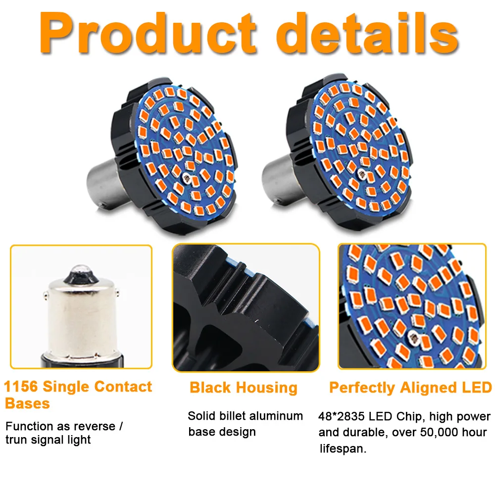 1piece 1156 1157 2835 48SMD Motorcycle Bulb Front Rear Turn Signal Light White Red Amber for FLHRSE6 CVO Road King 2014 XL1200C