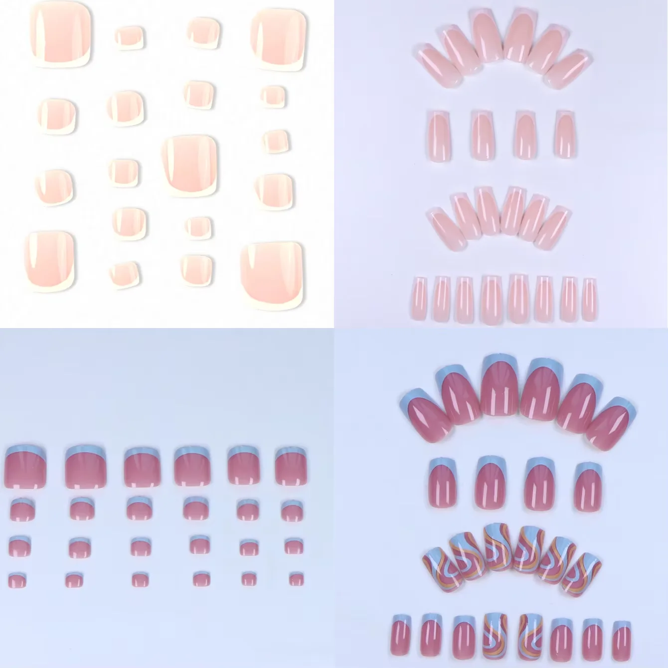 288 قطعة/1 مجموعة-أظافر راقصة الباليه المزيفة لليدين والطعام - هذه الأظافر المزيفة ذات الطراز المختلف تجعل أصابعك تبدو طويلة وأنيقة