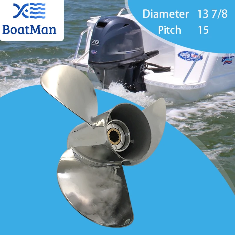 Boat Outboard Propeller 13 7/8x15 For Yamaha 50HP 60HP 80HP  85HP 90HP 100HP130HP Stainless steel 15 splines Parts & Accessories