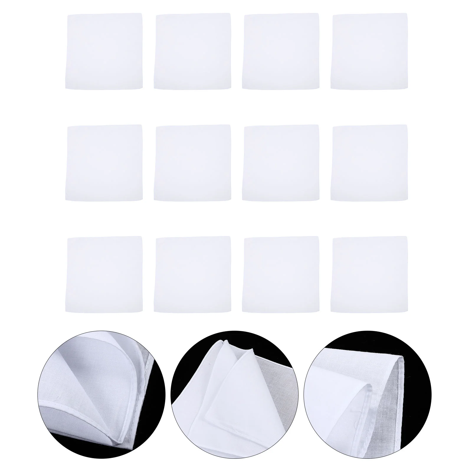 12 Pcs Towel Plain Pure White Square Scarf Towels Handkerchiefs Cotton Tie- Dye Painting