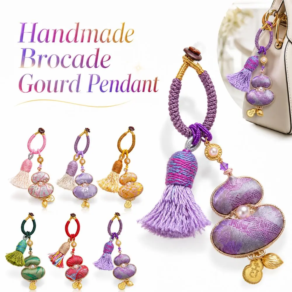Handmade Brocade Gourd Pendant Chinese Style Ethnic Style Tassel Gourd Keychain Good Luck Lightweight Traditional Bag Charms