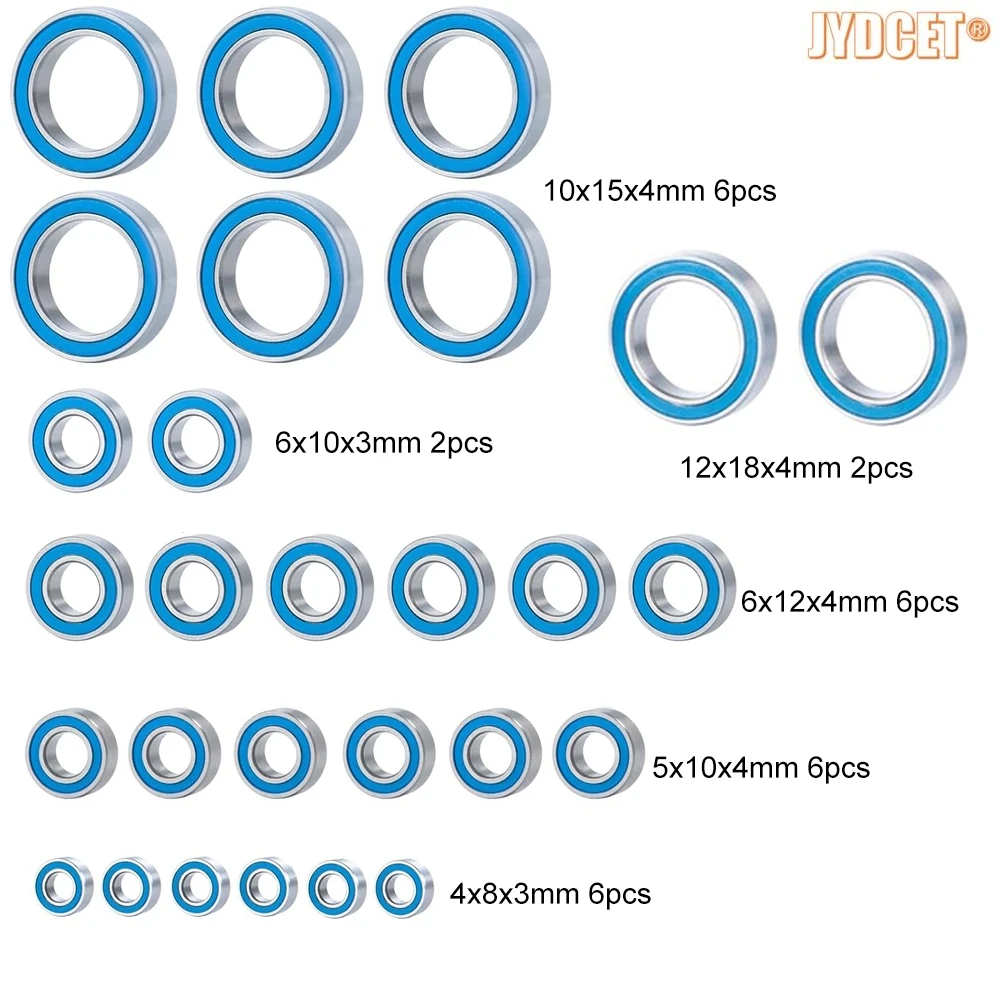 

28pcs Blue Rubber Sealed Bearing Kits - Precision High Speed Bearing for RC 1/10 Redcat Ascent Gen8V2 Gen9 Car