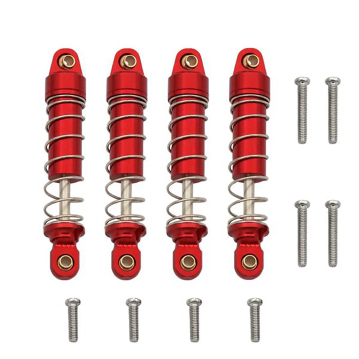 4-Pack 1/18 TRX-4M Simulation Climbing Model Car Aluminum Alloy Shock Absorber Can Be Filled with Oil, Red