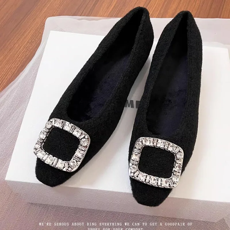 Kleine innen erhöhte Wollschuhe für Damen 2025, neue Winter-Fleece-warme Mary-Jane-Schuhe