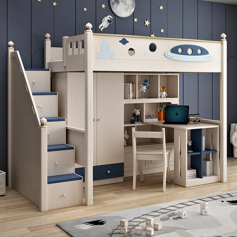 

Children's with desk wardrobe UFO combination with bookcase on the under the table learning function integrated bed