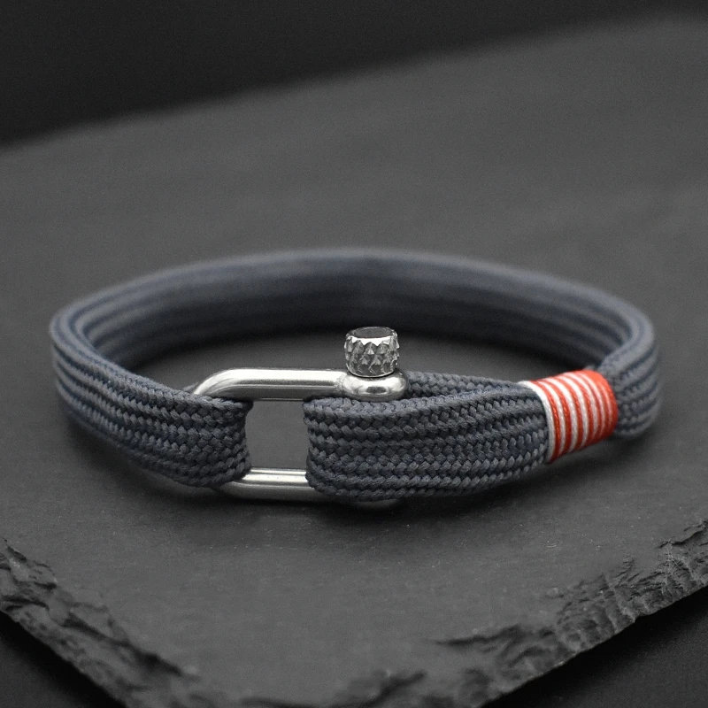 Men's Bracelet Nautical Multicolour Braided  Stainless Steel U Shape Clasp Bracelets & Bangle for Women Sport Jewelry