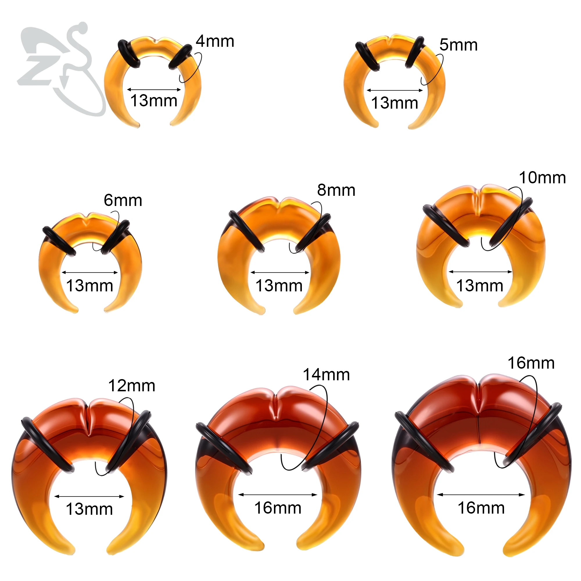 Colorful Glass Ear Plug and Tunnel Horn Shape Nose Piercing